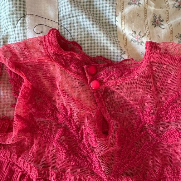 Boho Loose Flowy Red Lace Top - Picture 4 of 4